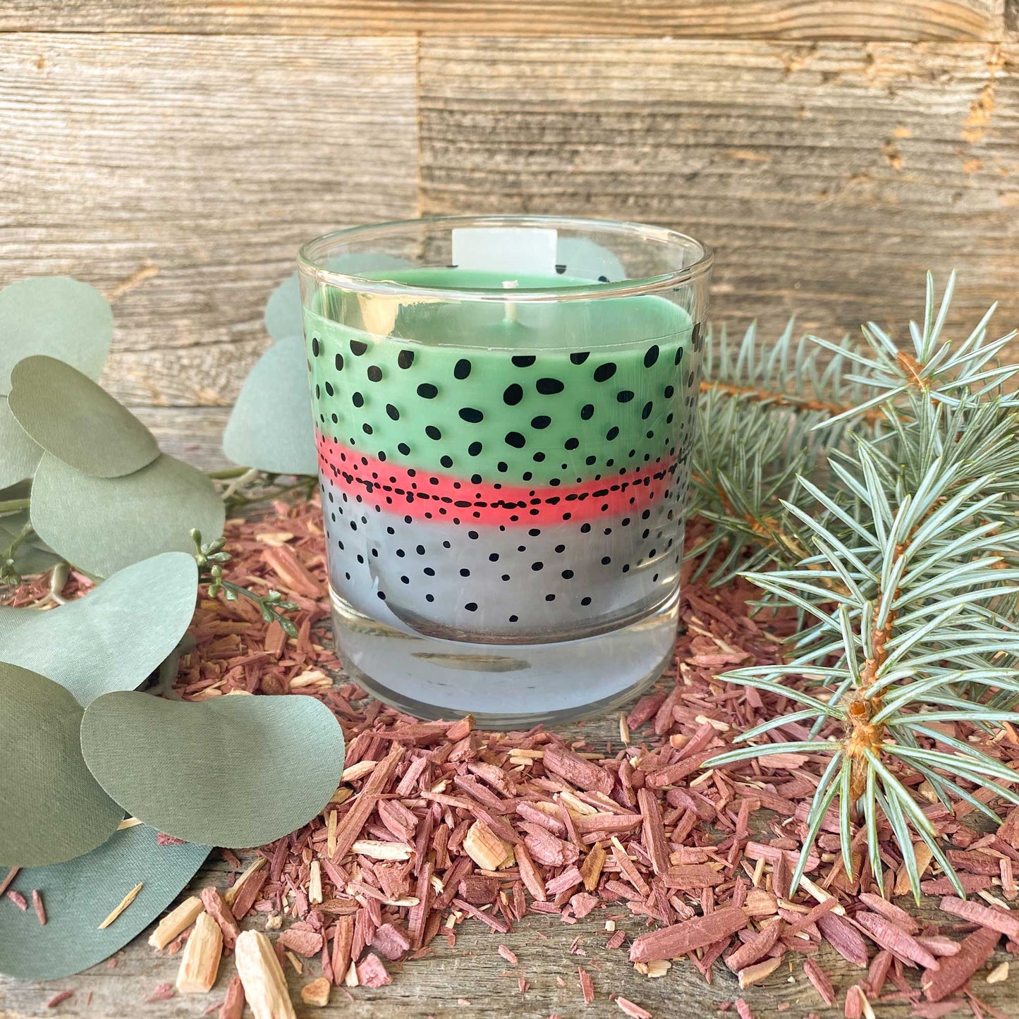 Wyo Rainbow Trout Pattern Candle