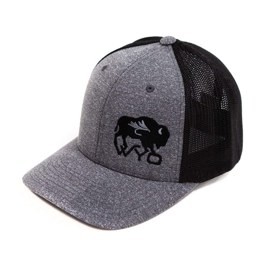 Wyo Fly Bison Flex-Fit Mesh Hat - Heather Gray/Black