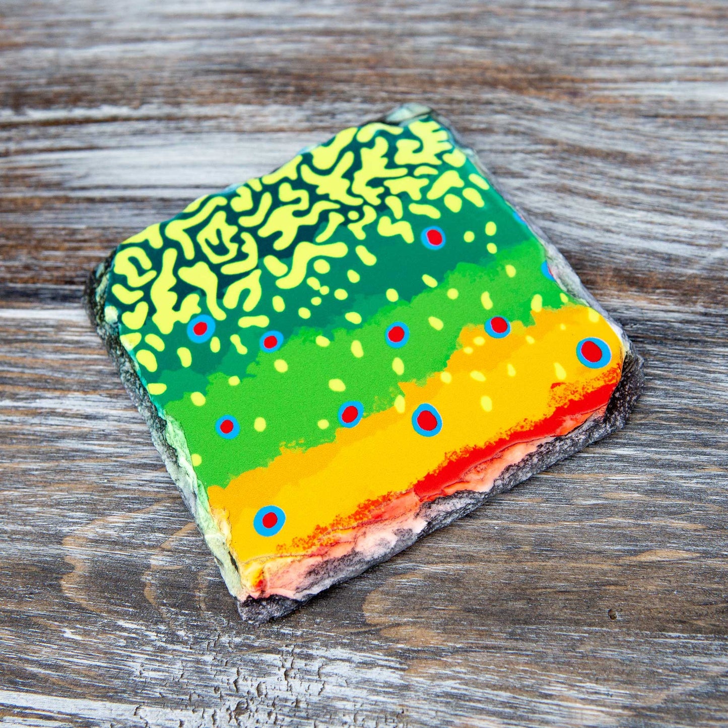 Trout Pattern Slate Coaster Sets
