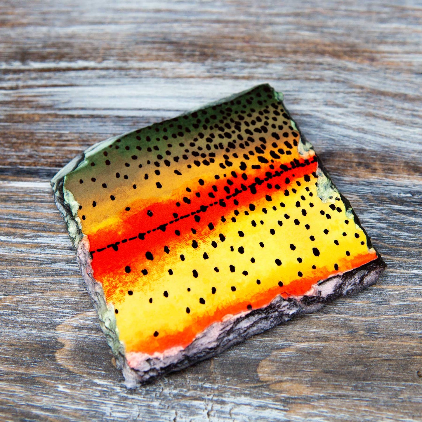 Trout Pattern Slate Coaster Sets