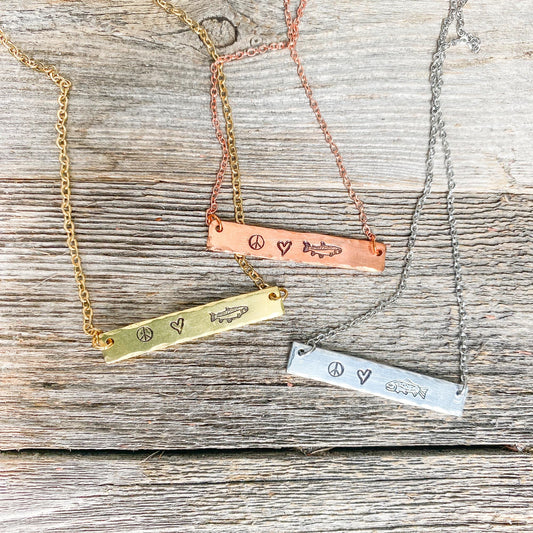 Peace, Love + Fishing Necklace