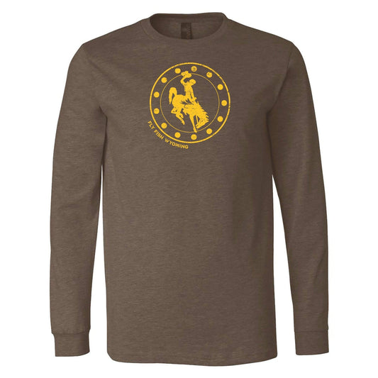 Reel Wyo Bucking Horse Long Sleeve Tee - Heather Brown