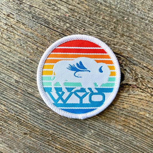 Sunset Bison Fly Iron-On Patch