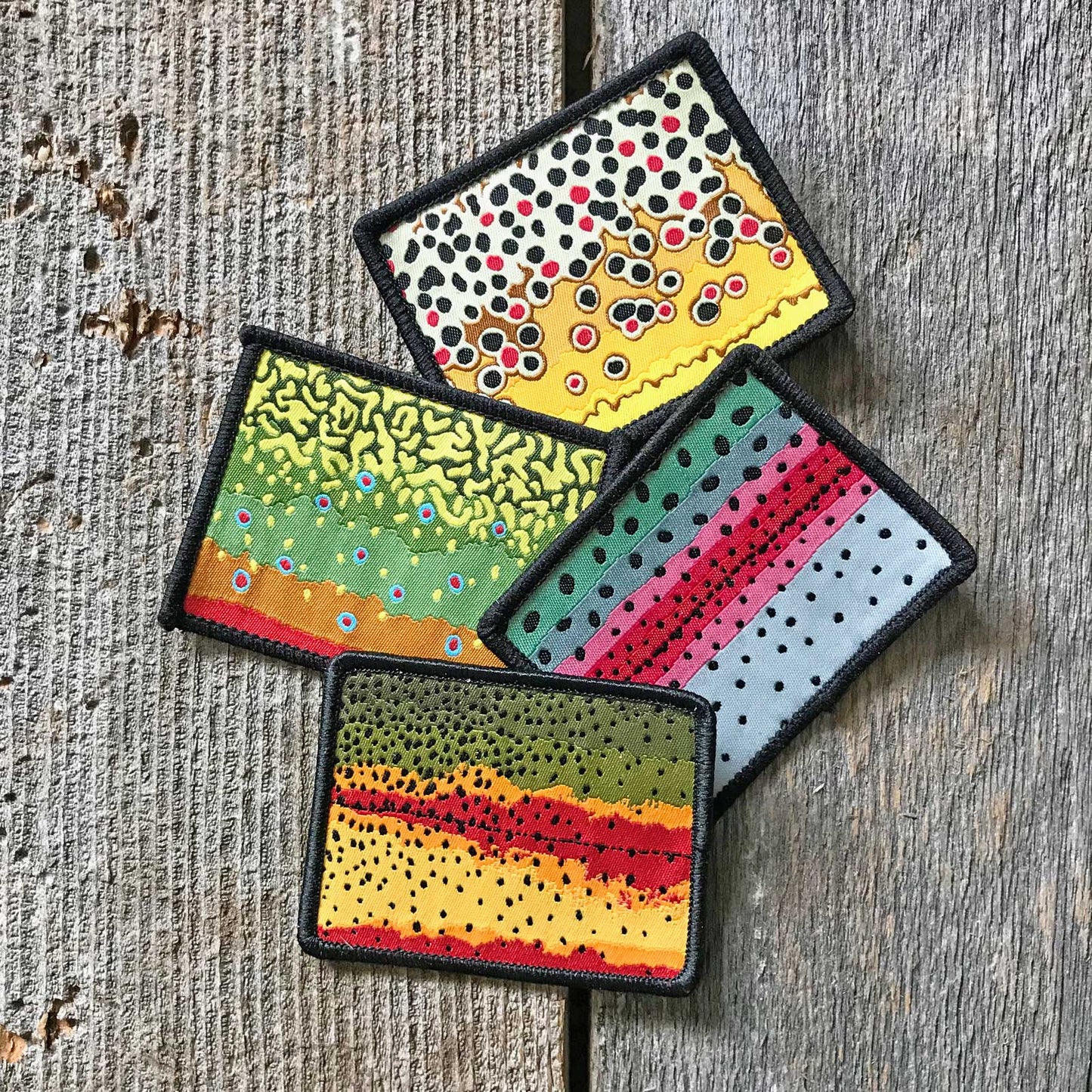 Brown Trout Pattern Wyoming State Shape Iron-On Patch