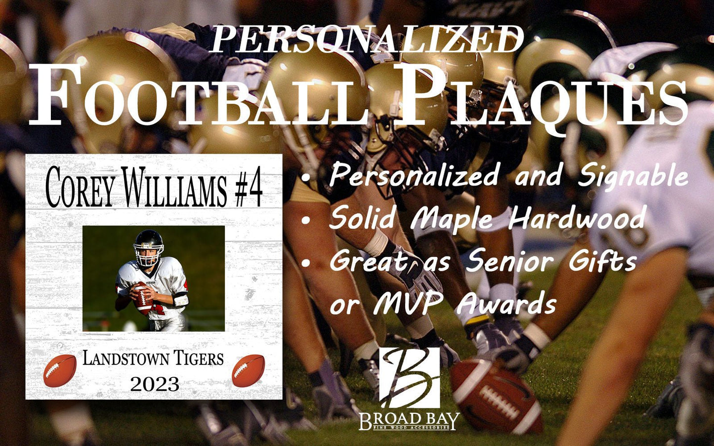 Football Award Recognition Photo Plaque - Season Year End Gift for Player, Coach or MVP
