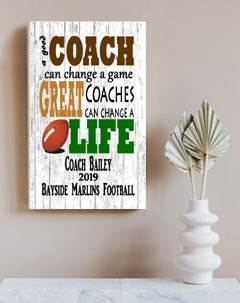 Football Coach Gift Plaque - PERSONALIZED for Great Coaches