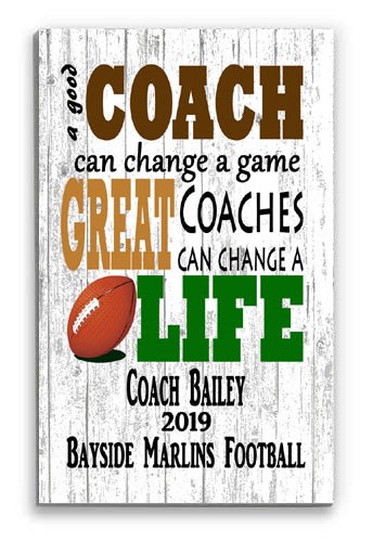 Football Coach Gift Plaque - PERSONALIZED for Great Coaches