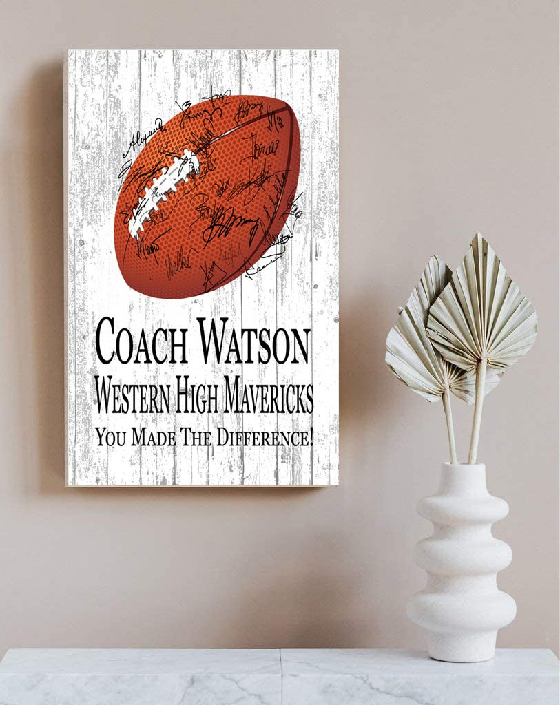 Football Coach Gift Plaque Personalized Sign For Team Players Signatures & Notes To Coaches