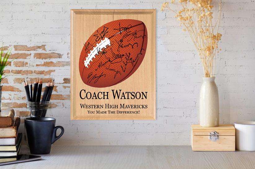 Football Coach Gift Plaque Signable by Team For Great Coaches