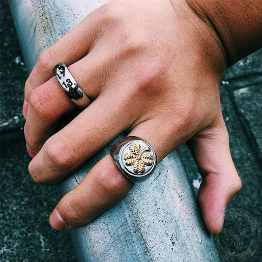Four Leaf Clover Stainless Steel Lucky Ring