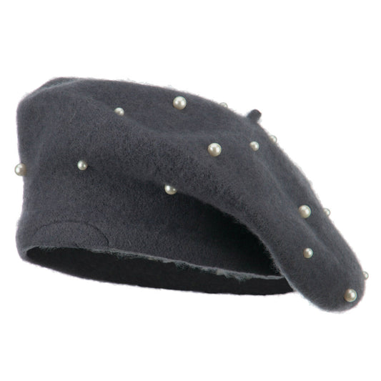 Women's Fake Pearl Accents Beret