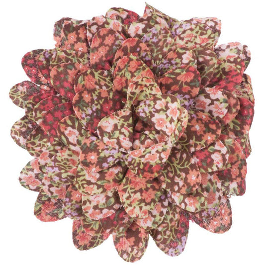 4 Inch Floral Print Cotton Blend Flower Pin