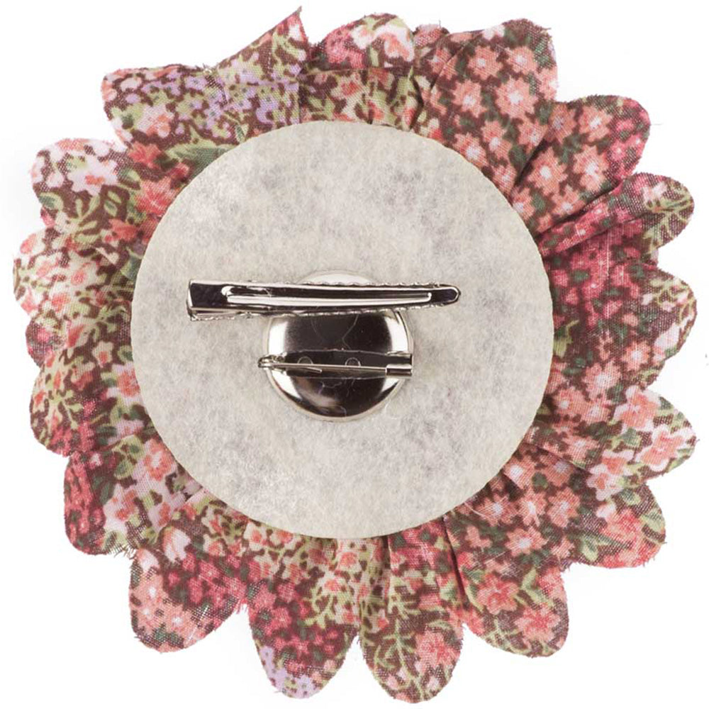 4 Inch Floral Print Cotton Blend Flower Pin