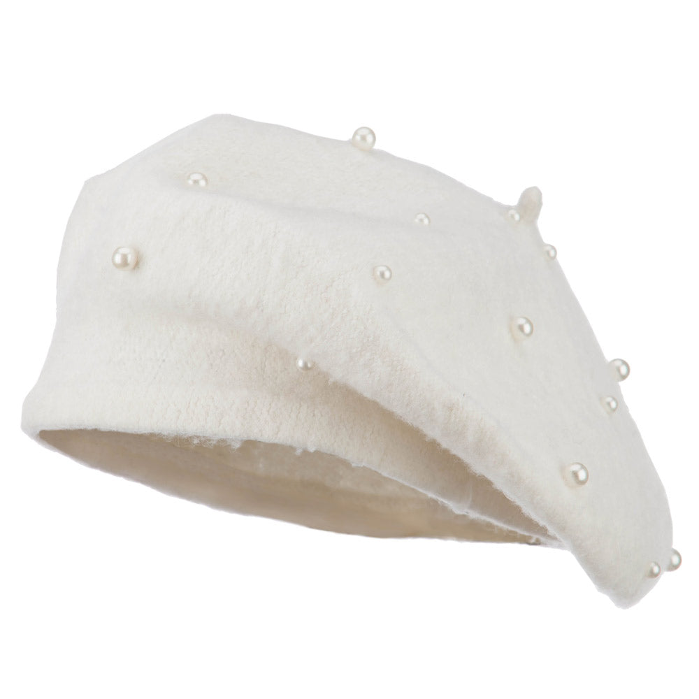 Women's Fake Pearl Accents Beret