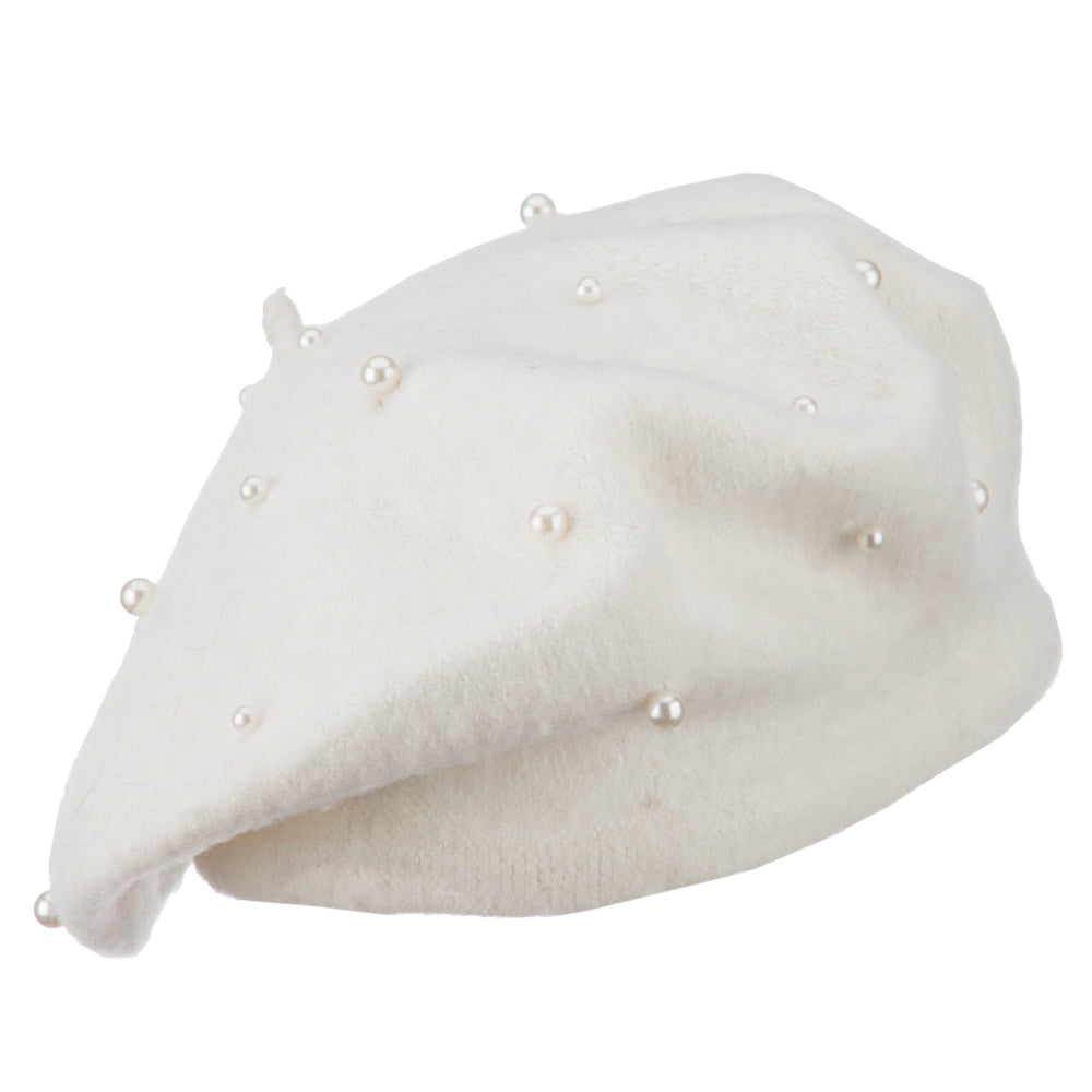 Women's Fake Pearl Accents Beret