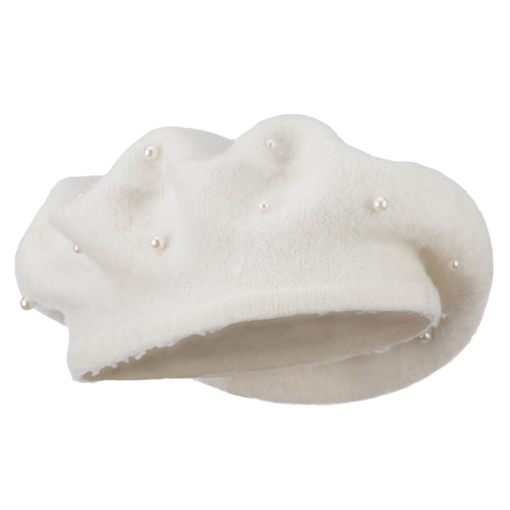 Women's Fake Pearl Accents Beret