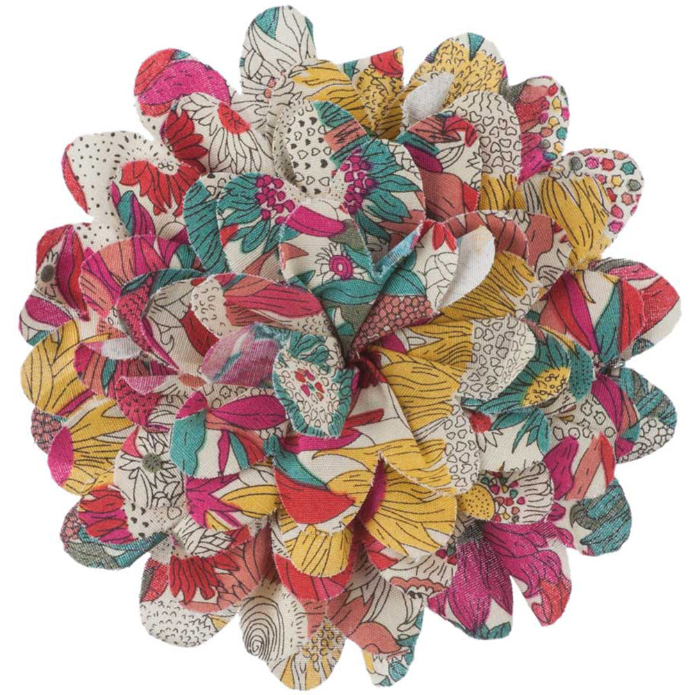 4 Inch Floral Print Cotton Blend Flower Pin