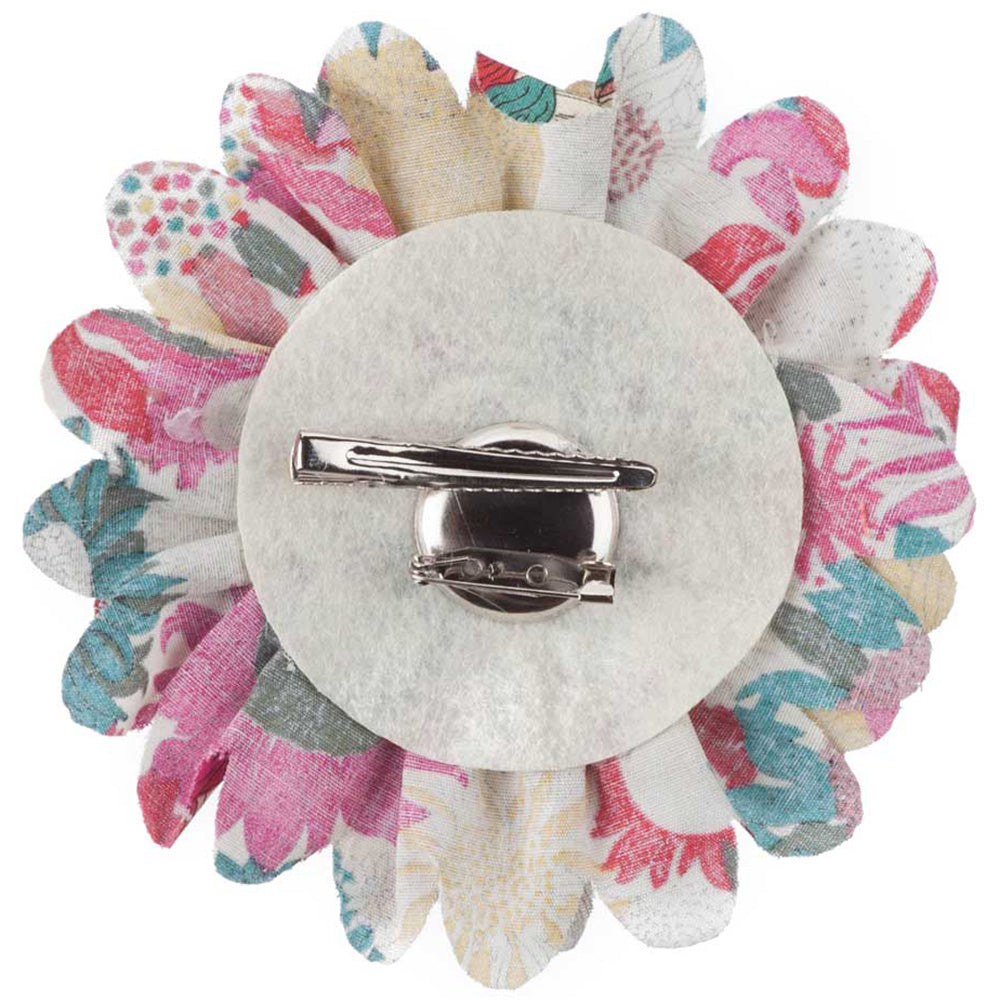 4 Inch Floral Print Cotton Blend Flower Pin