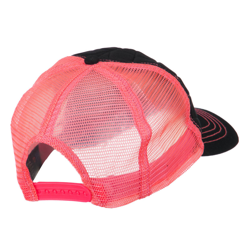 Fashion Quilted Trucker Two Tone Neon Mesh Cap