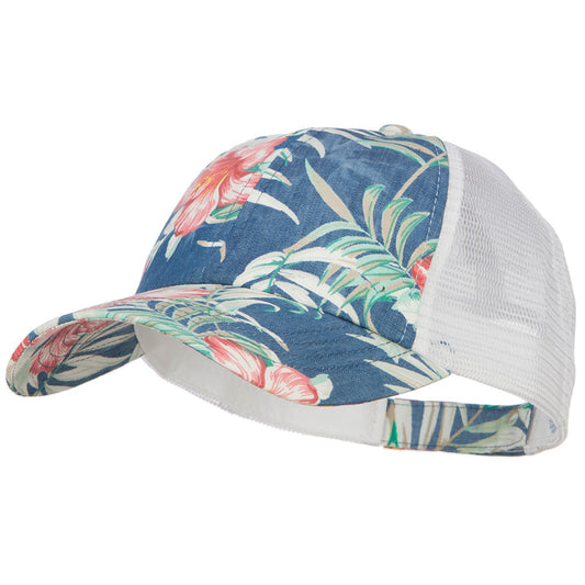 Floral Print Mesh Cap