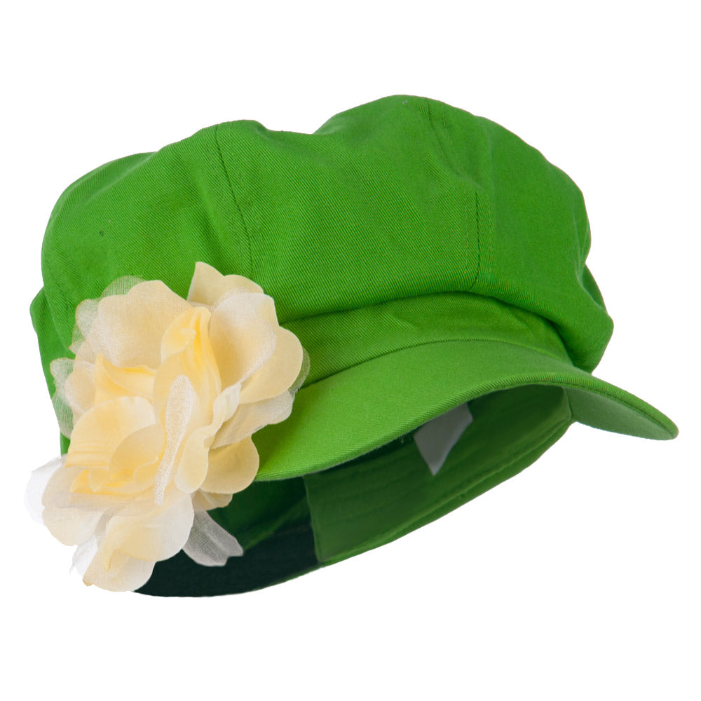 Flower Ribbon Trim Newsboy Cap