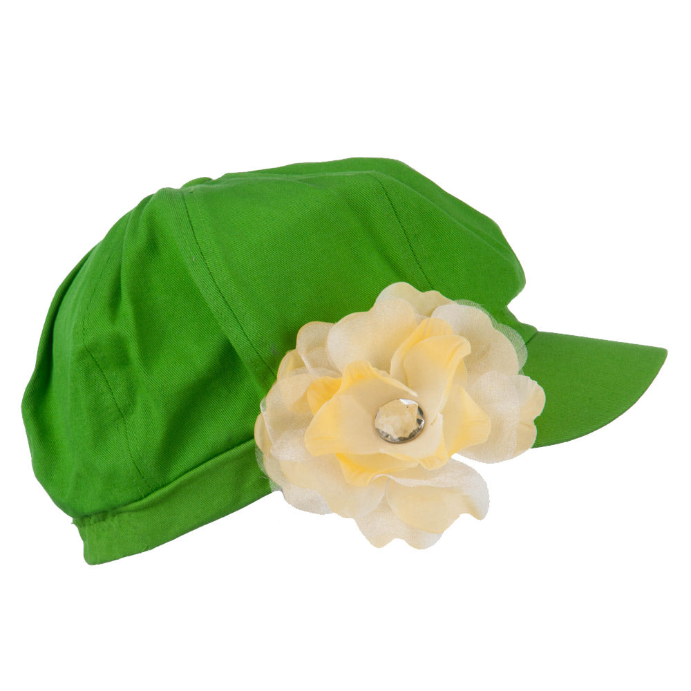 Flower Ribbon Trim Newsboy Cap