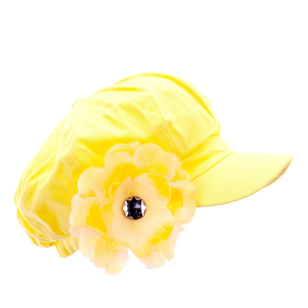 Flower Ribbon Trim Newsboy Cap