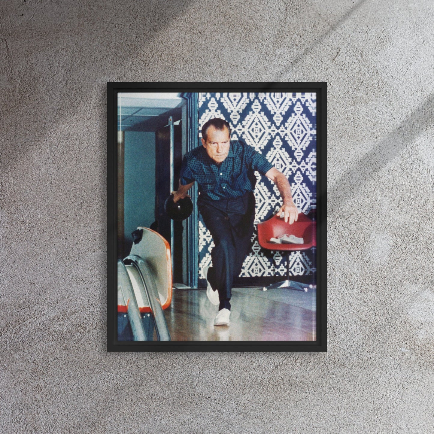 President Nixon Bowling Framed Canvas