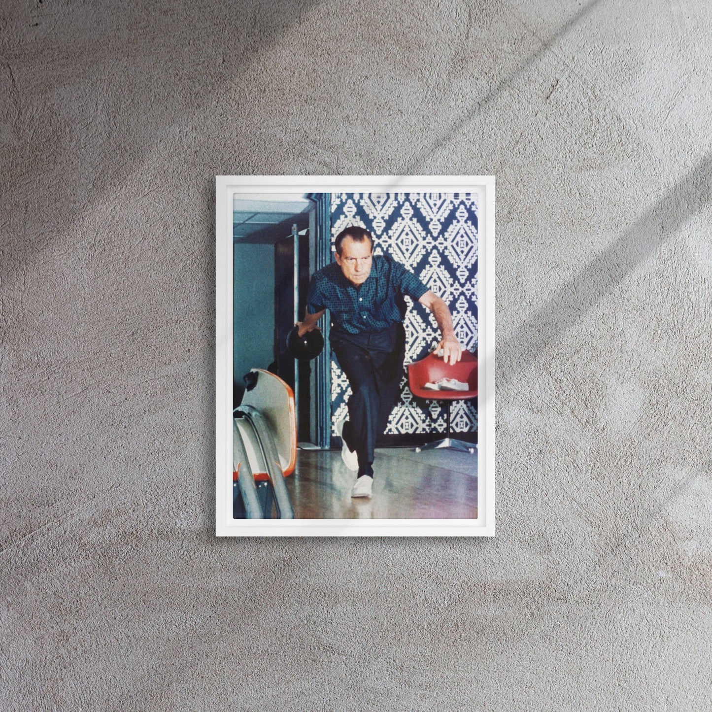 President Nixon Bowling Framed Canvas