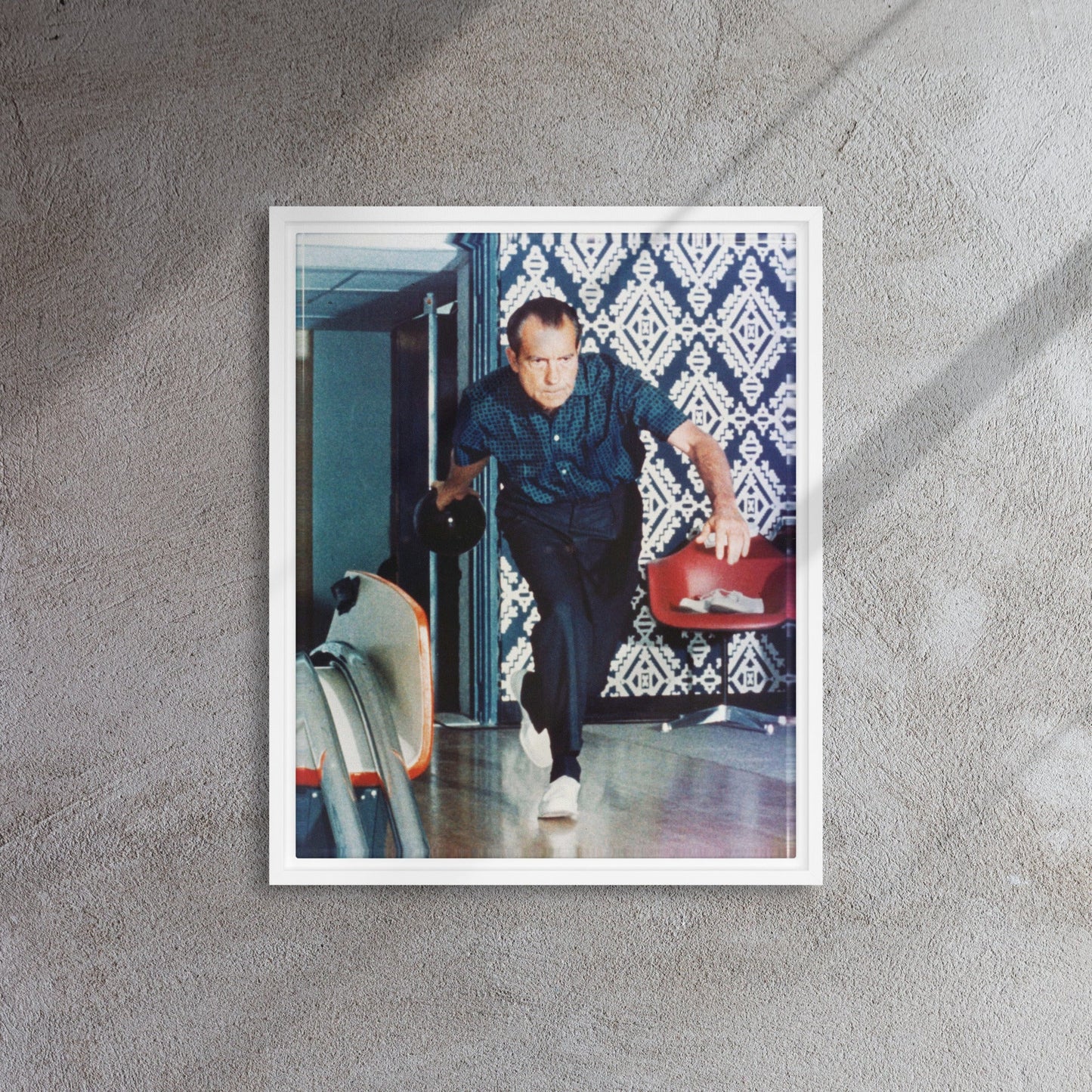 President Nixon Bowling Framed Canvas
