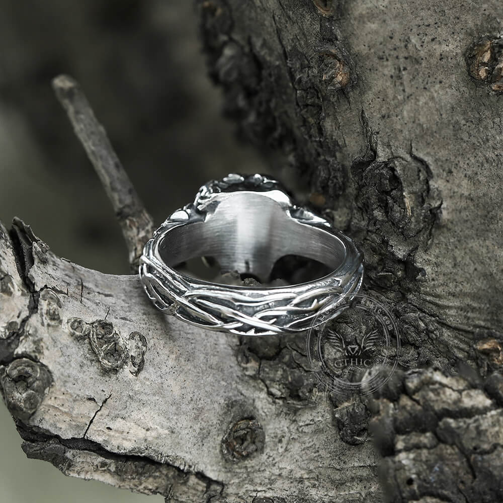 Free Soul Never Dies Flower Skull Stainless Steel Wedding Ring