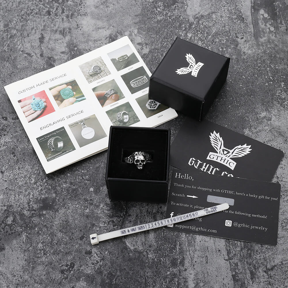 Free Soul Never Dies Flower Skull Stainless Steel Wedding Ring