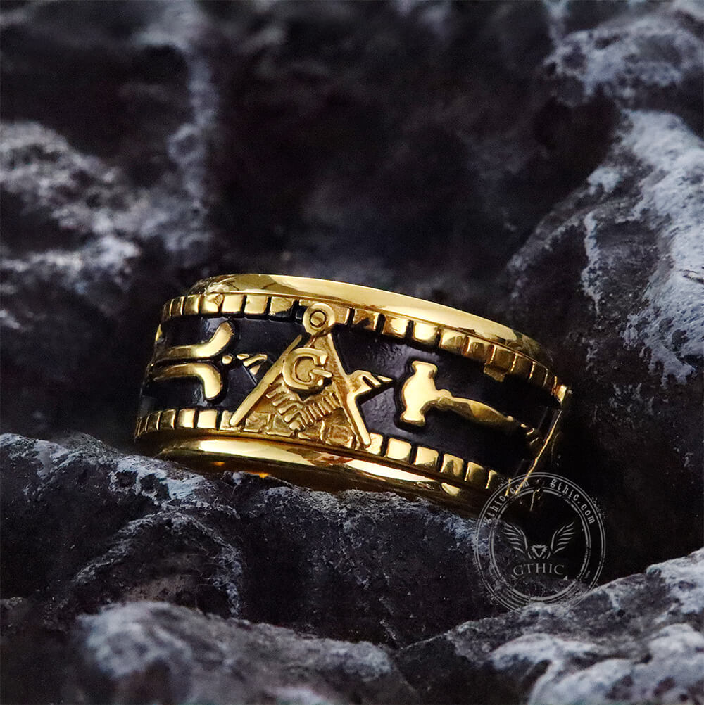 Freemasonry Symbol Stainless Steel Spinner Ring