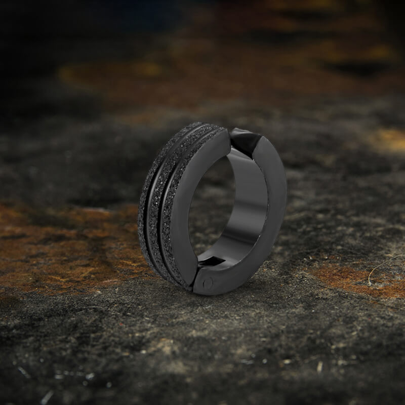 Frosted Geometric Stainless Steel Hoop Ear Cuffs