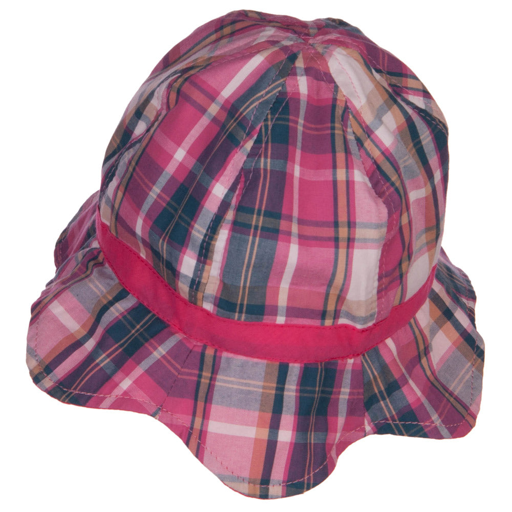 Girl's Wavy Brim Plaid Cotton Bucket Hat