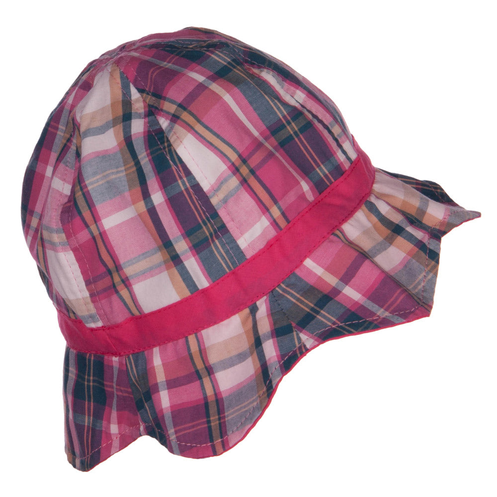 Girl's Wavy Brim Plaid Cotton Bucket Hat