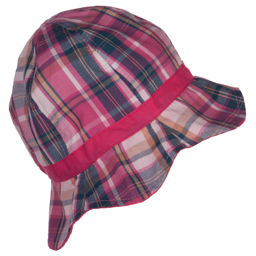 Girl's Wavy Brim Plaid Cotton Bucket Hat