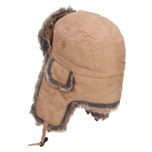 Suede Faux Fur Winter Trooper Hat