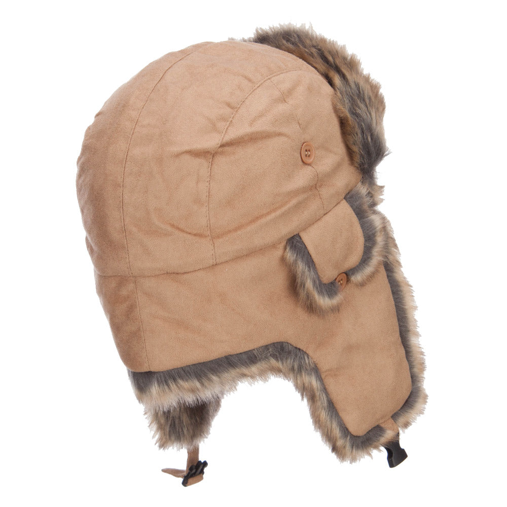 Suede Faux Fur Winter Trooper Hat