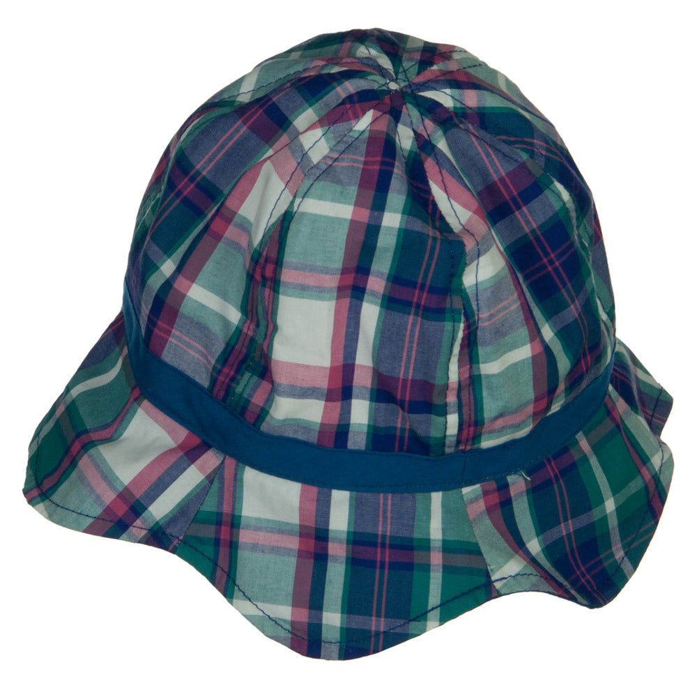 Girl's Wavy Brim Plaid Cotton Bucket Hat
