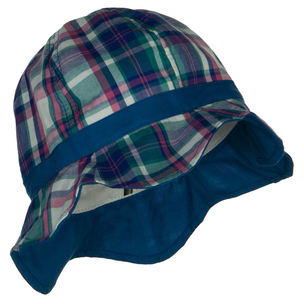 Girl's Wavy Brim Plaid Cotton Bucket Hat