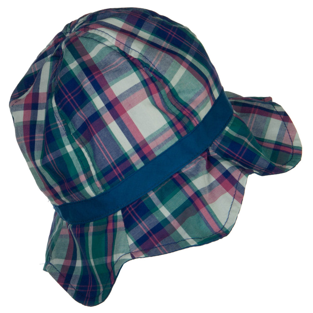 Girl's Wavy Brim Plaid Cotton Bucket Hat