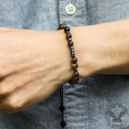 Fuck Off Tiger Eye Morse Code Braided Bracelet