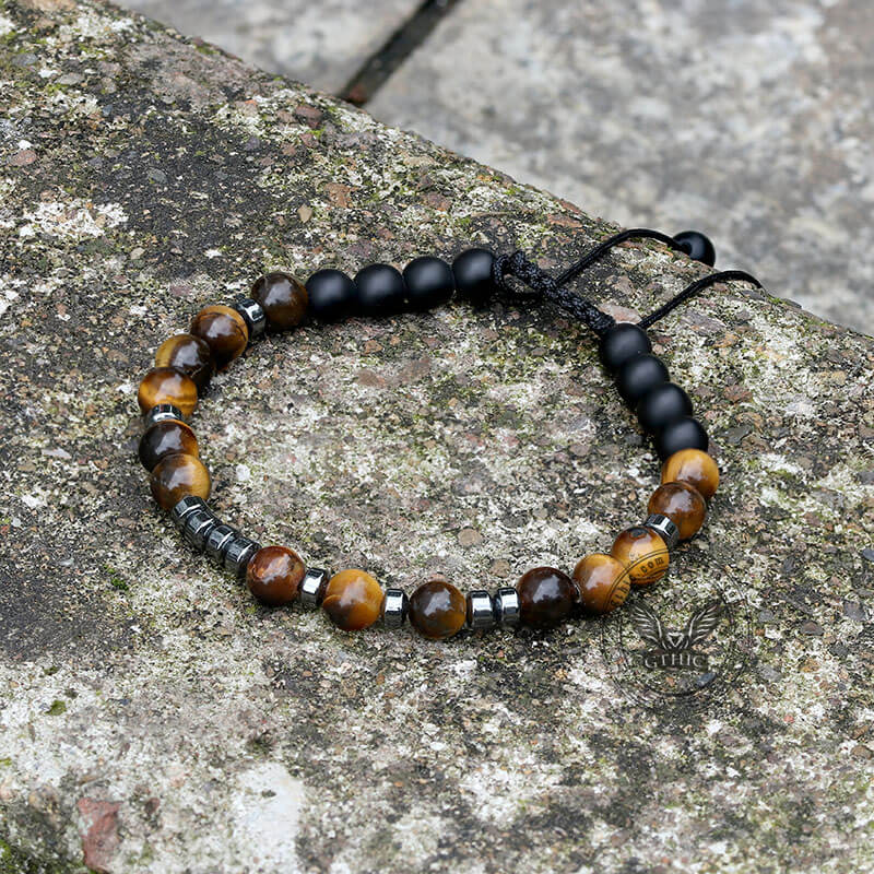 Fuck Off Tiger Eye Morse Code Braided Bracelet