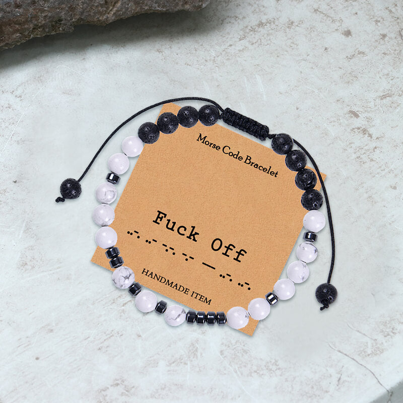Fuck Off Tiger Eye Morse Code Braided Bracelet