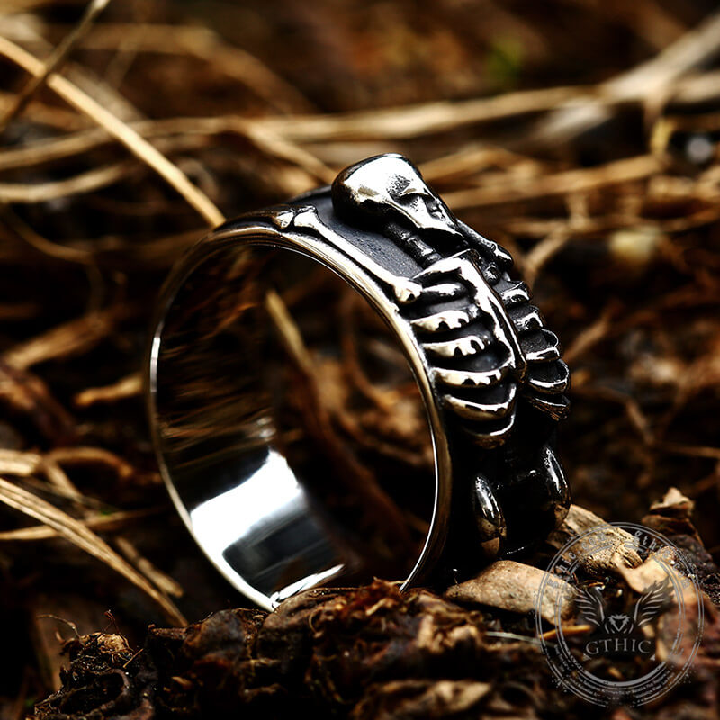 Full Skeleton Wrap Stainless Steel Skull Ring