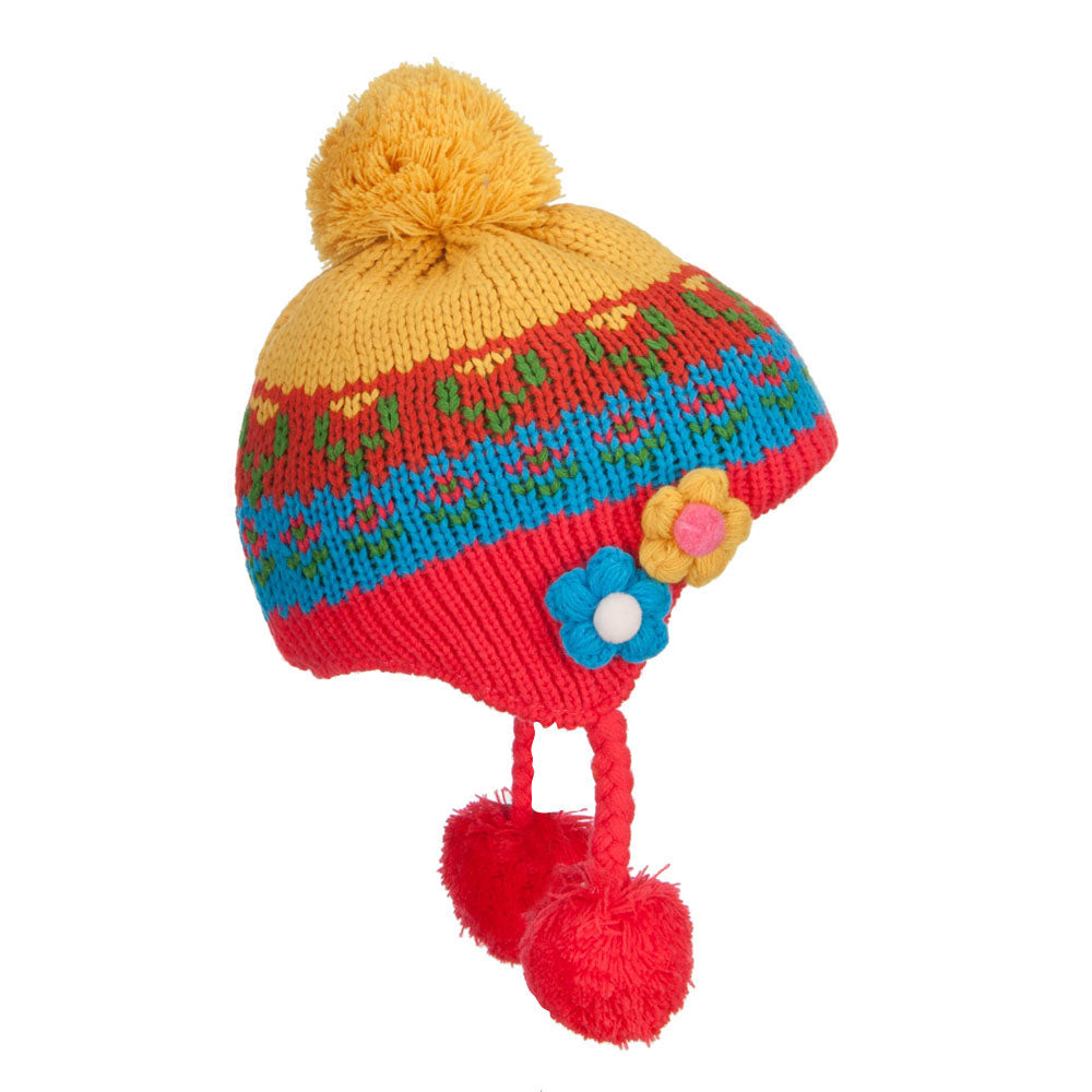 Girl's Flowers Detailed Ski Beanie