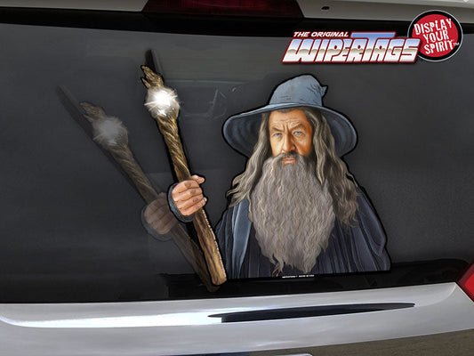 Gray Wizard You Shall Not Pass Waving WiperTag