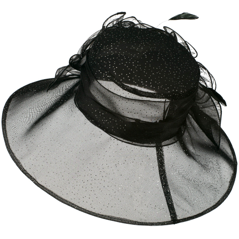 Glitter Bow Accent Organza Hat