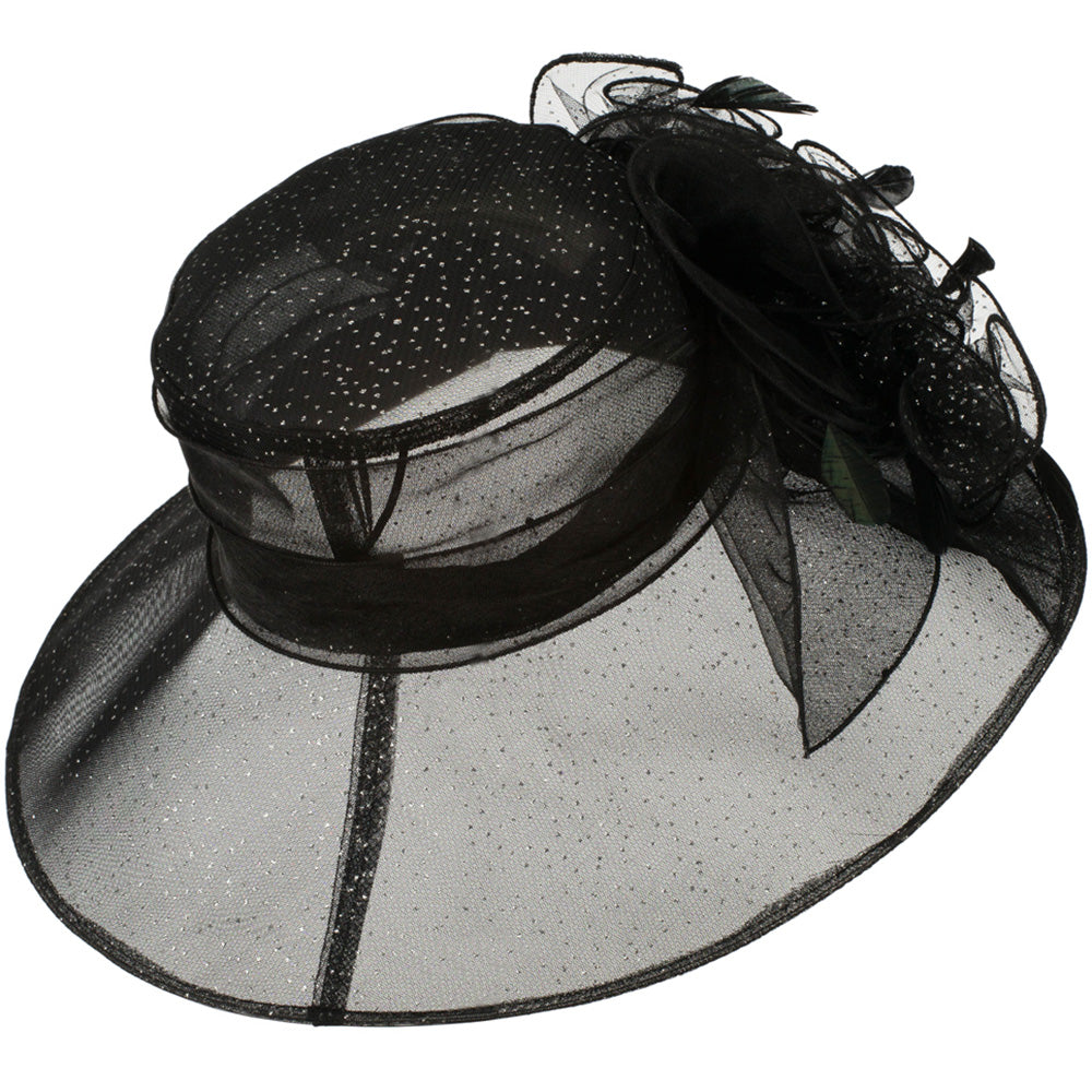 Glitter Bow Accent Organza Hat